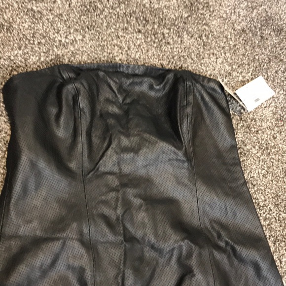 NWT Michael Kors Black Leather Mini Tube Top Dress - Picture 4 of 8